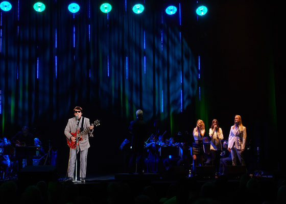 Concert hologram screen installation enhancing live entertainment performance venue